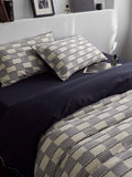 Ashwood Fringe Check Clipped Jacquard Cotton Bedding Set original reference image 1