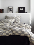 Ashwood Fringe Check Clipped Jacquard Cotton Bedding Set original reference image 3