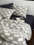 Ashwood Fringe Check Clipped Jacquard Cotton Bedding Set original reference image 4