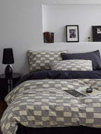 Ashwood Fringe Check Clipped Jacquard Cotton Bedding Set original reference image 8