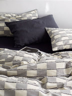 Ashwood Fringe Check Clipped Jacquard Cotton Bedding Set original reference image 9