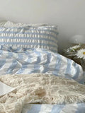 Baby Blue Seersucker Stripe Cotton Duvet Cover