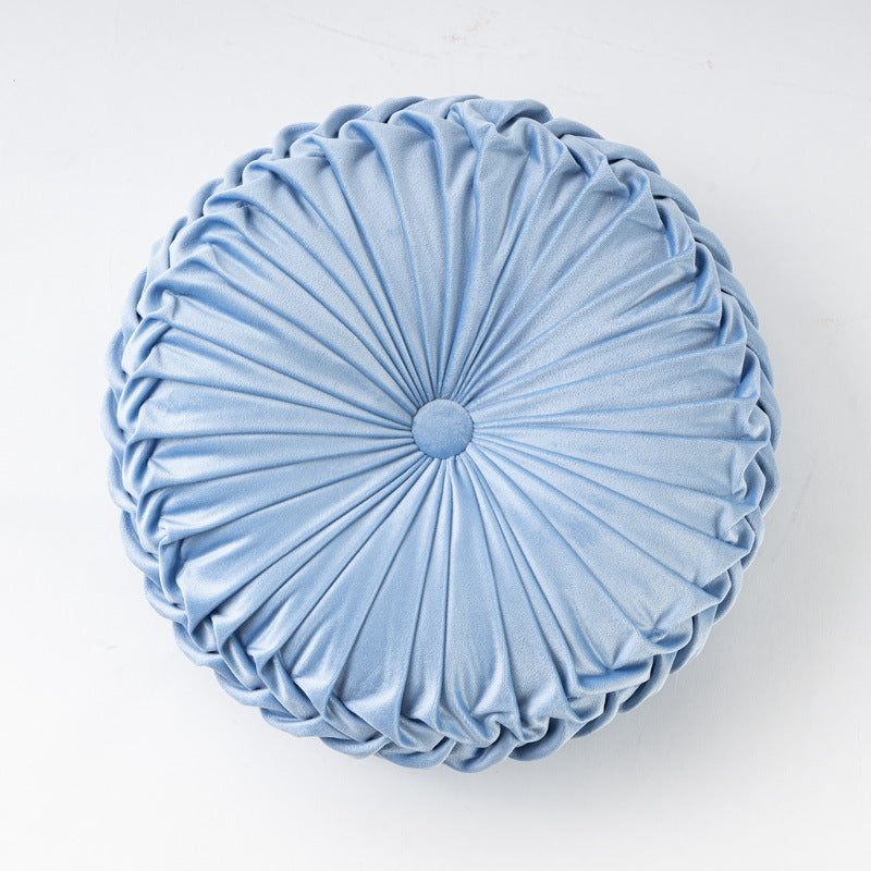 Colorful Round Pleated Velvet Cushion