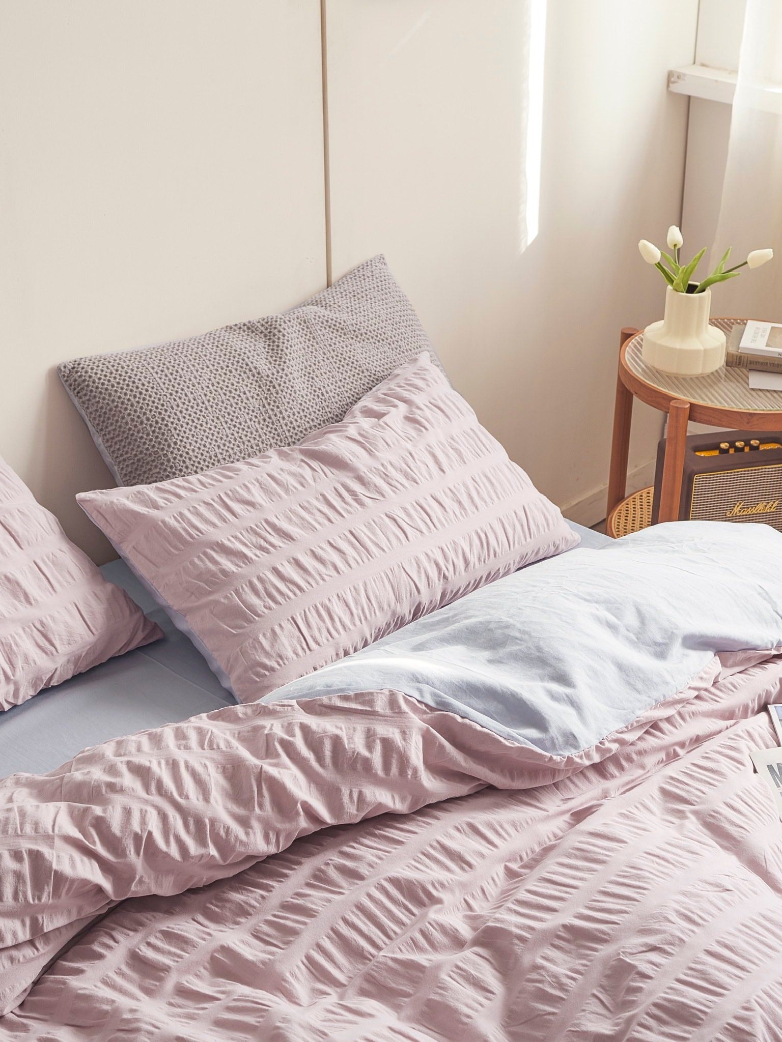 Blush Cloud Cotton Seersucker Bedding Set original reference image 3