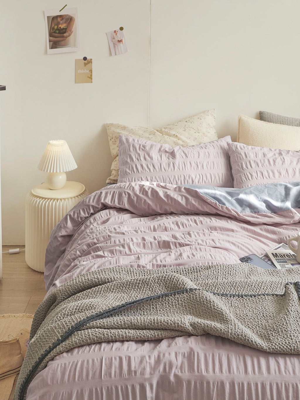Blush Cloud Cotton Seersucker Bedding Set original reference image 6
