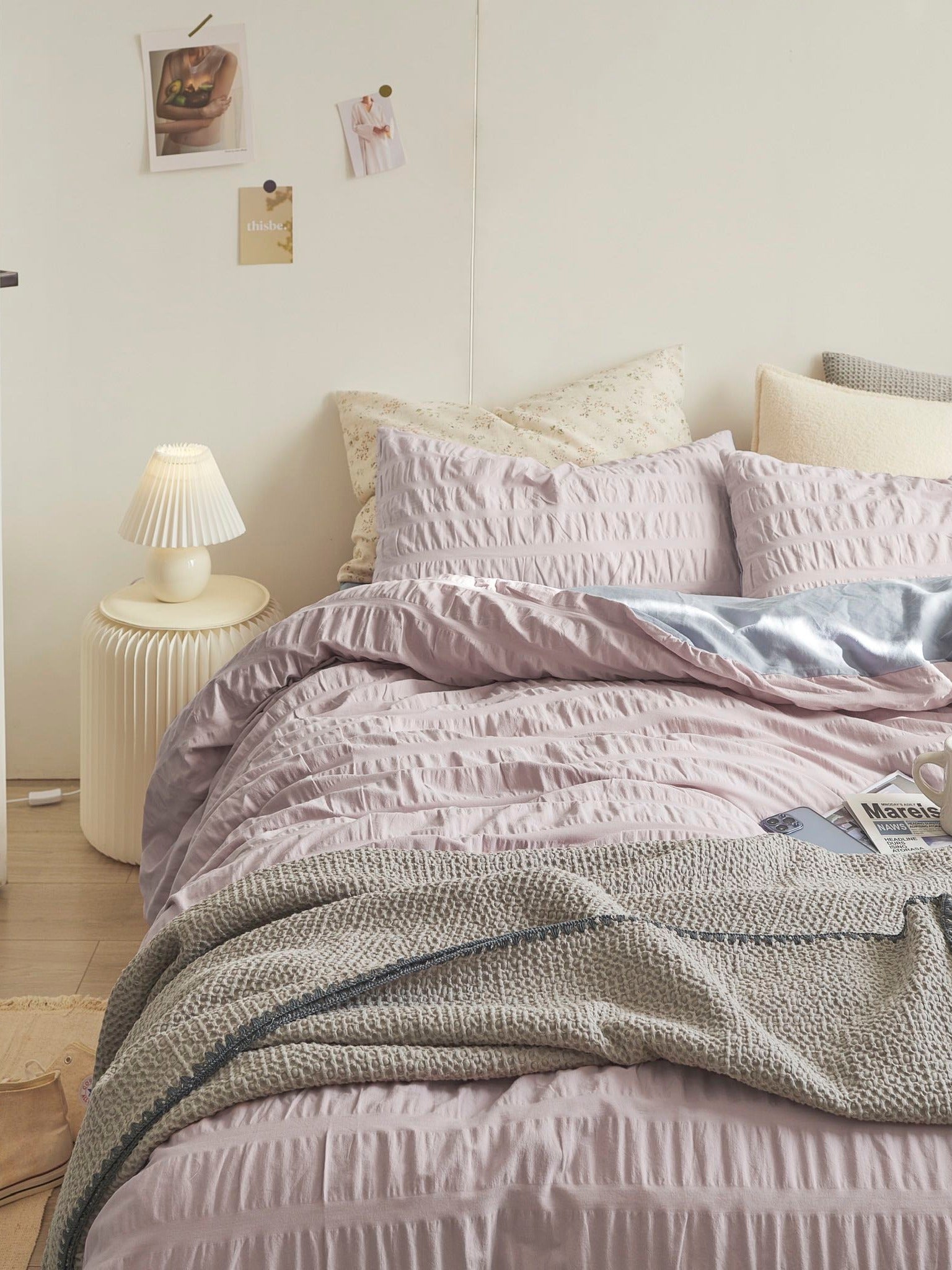 Blush Cloud Cotton Seersucker Bedding Set original reference image 6
