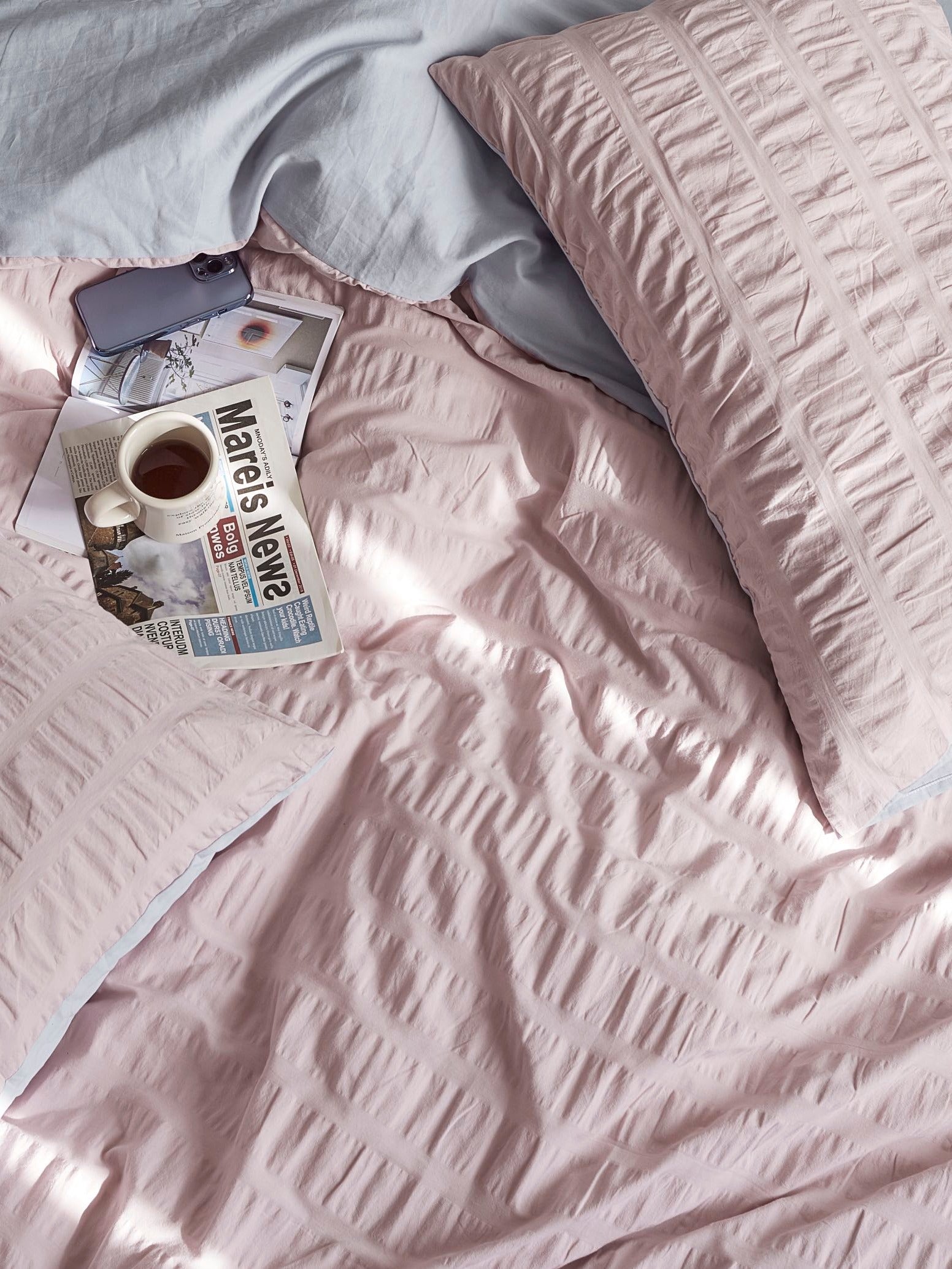Blush Cloud Cotton Seersucker Bedding Set original reference image 7
