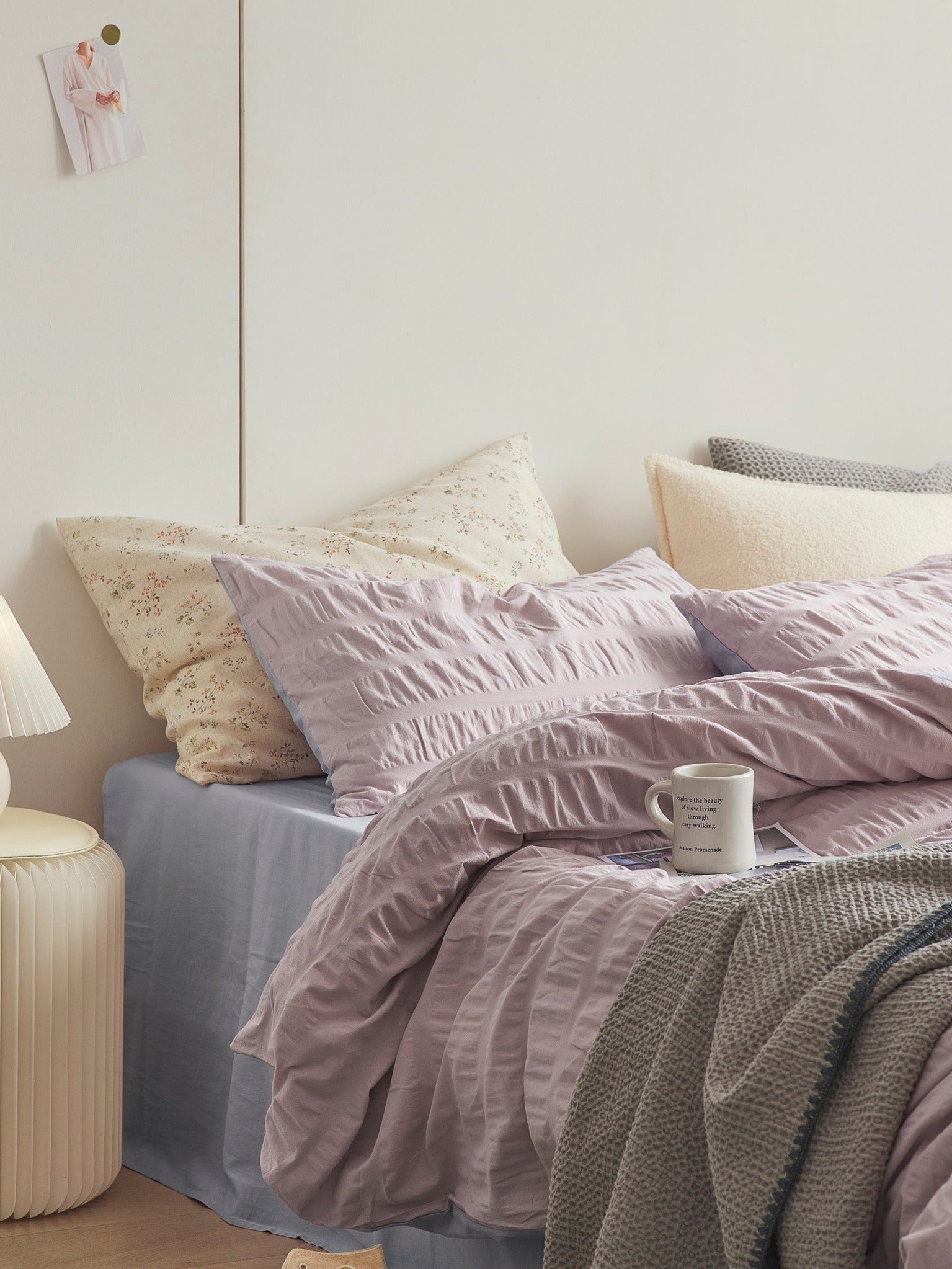 Blush Cloud Cotton Seersucker Bedding Set original reference image 8