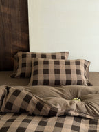 Chestnut Gingham Cotton Muslin Bedding Set original reference image 6