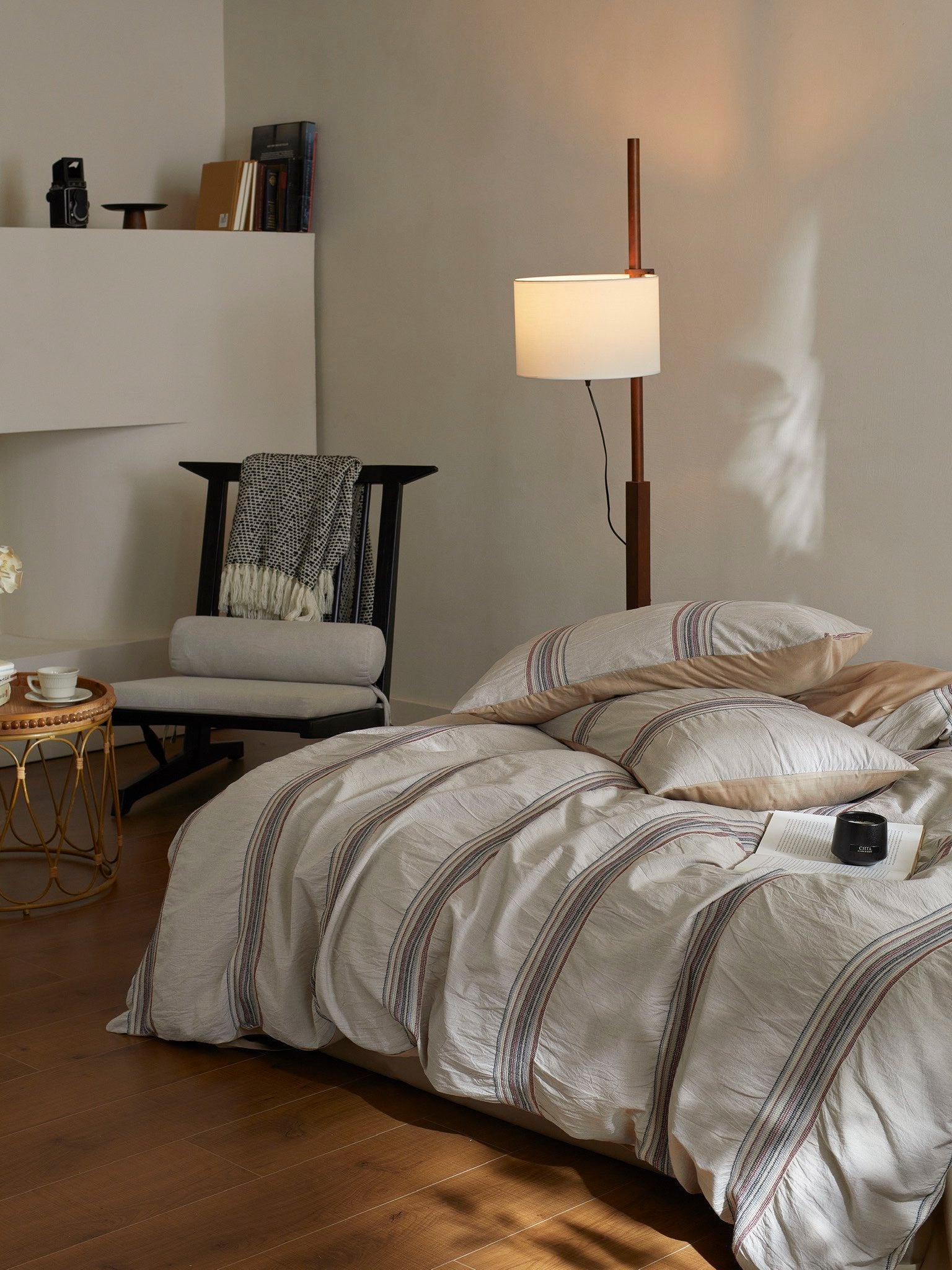 Clay Heritage Stripe Jacquard Cotton Bedding Set original reference image 2
