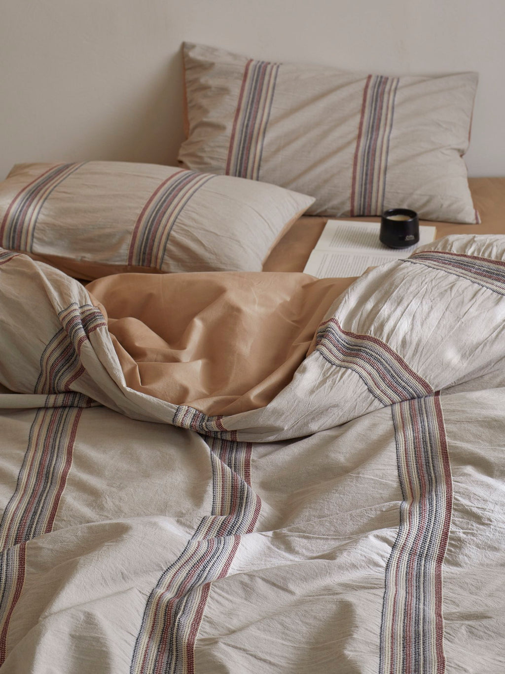 Clay Heritage Stripe Jacquard Cotton Bedding Set original reference image 3