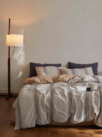 Clay Heritage Stripe Jacquard Cotton Bedding Set original reference image 4