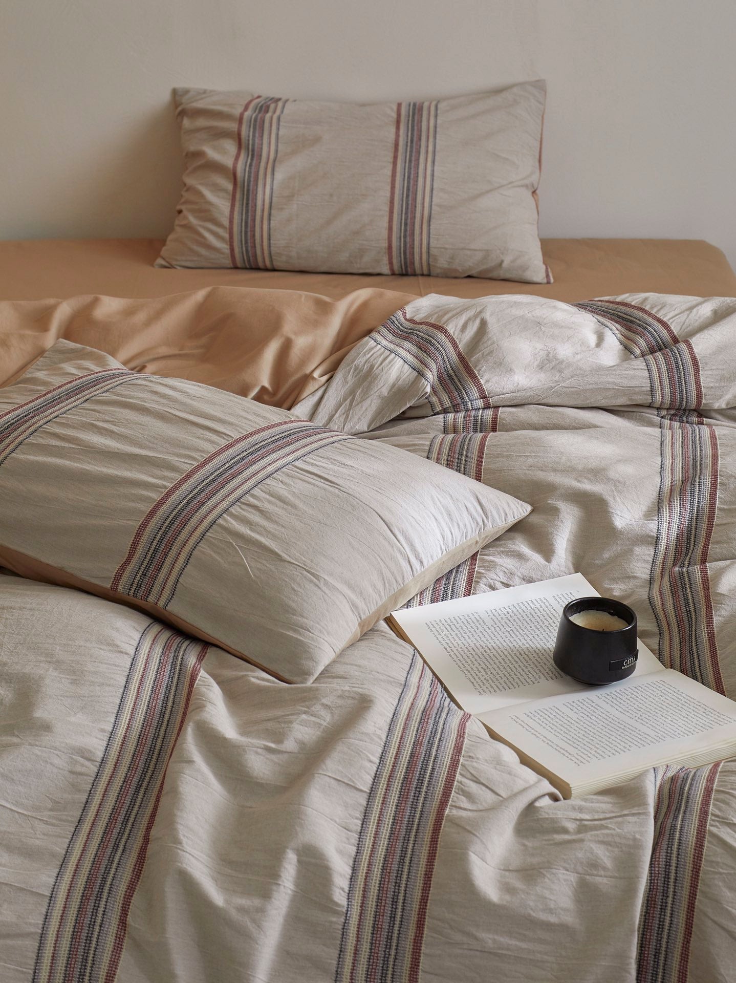 Clay Heritage Stripe Jacquard Cotton Bedding Set original reference image 6