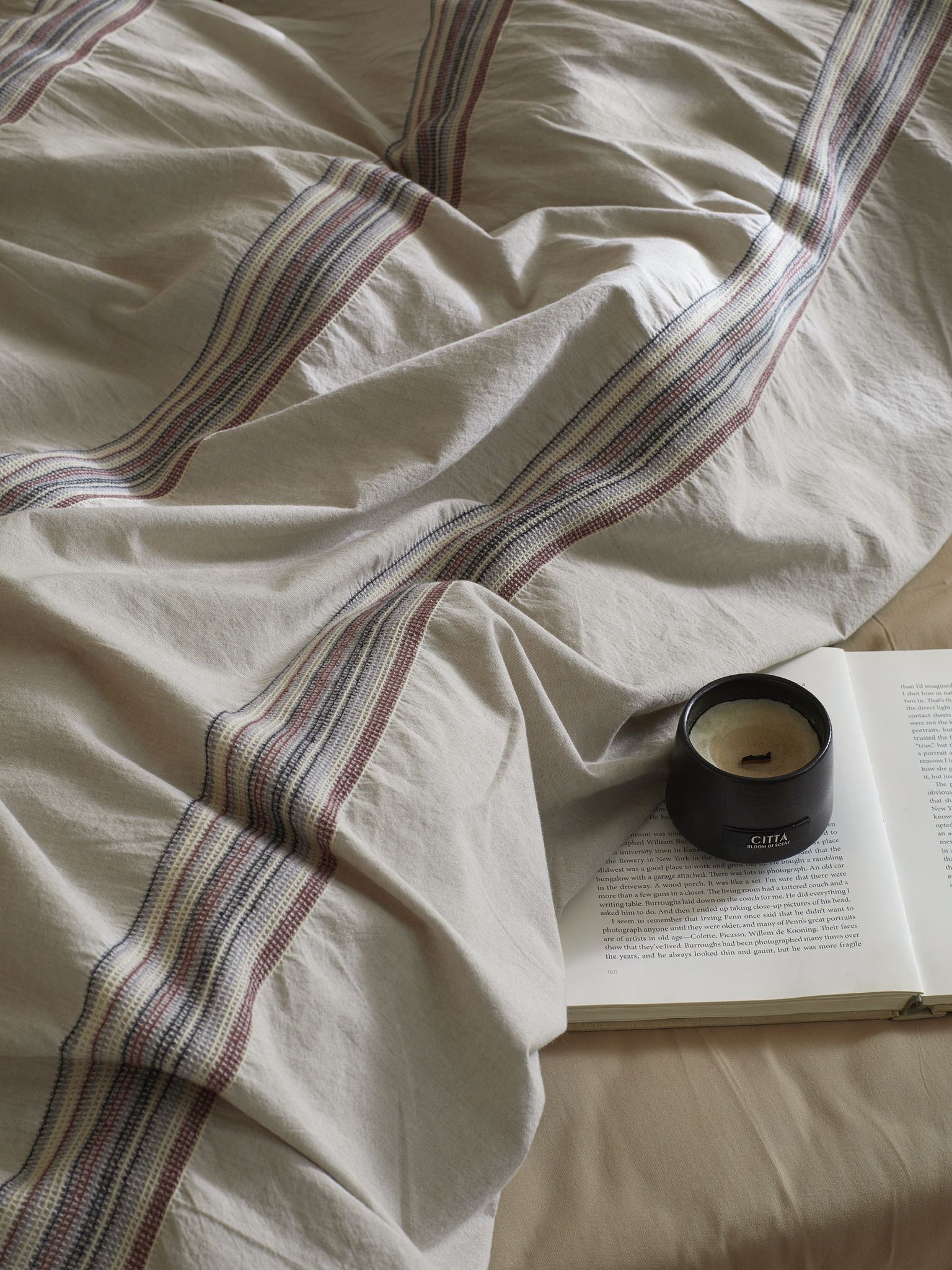Clay Heritage Stripe Jacquard Cotton Bedding Set original reference image 7