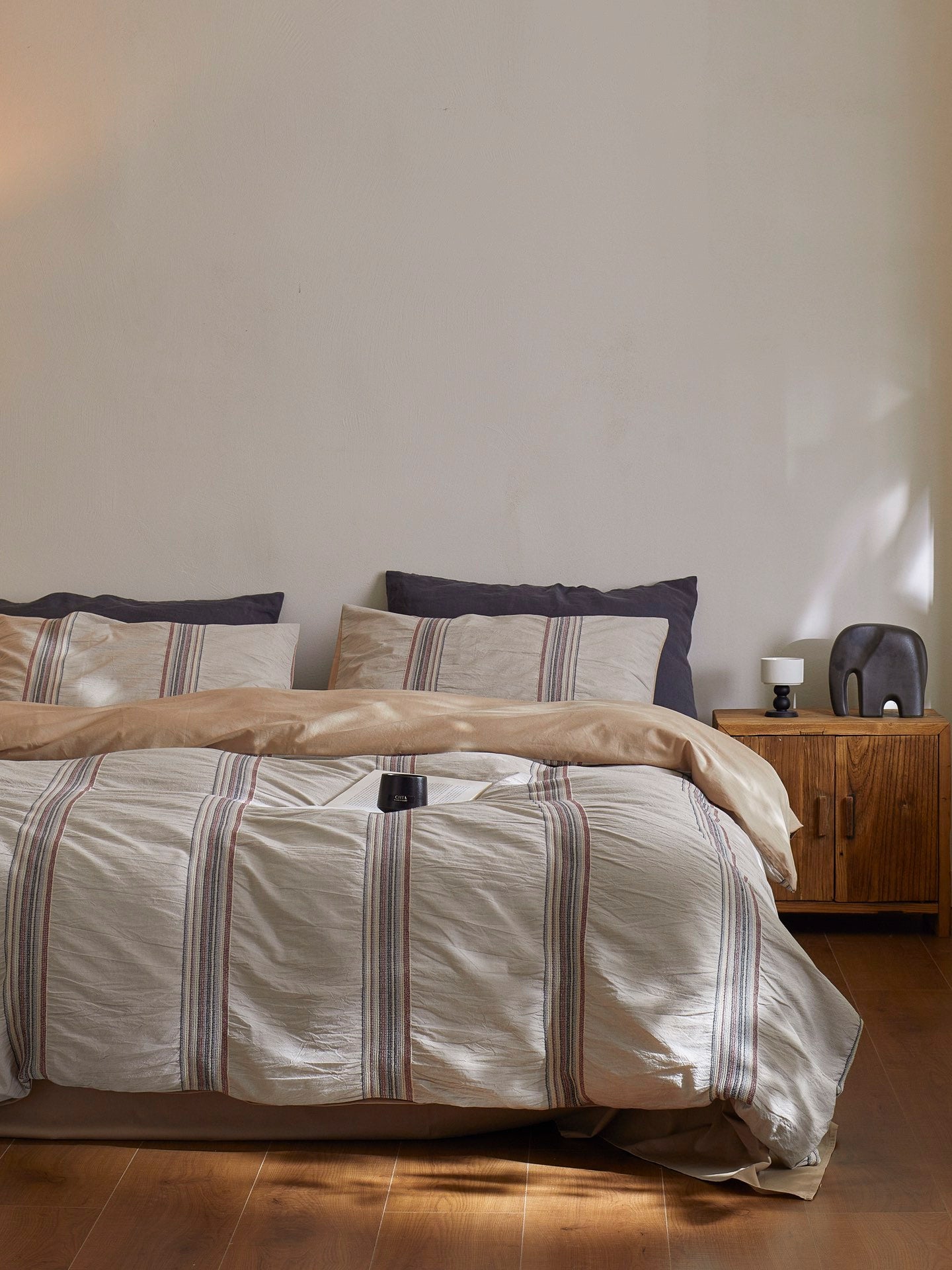 Clay Heritage Stripe Jacquard Cotton Bedding Set original reference image 9
