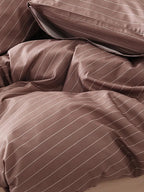 Clay Pinstripe Cotton Duvet Cover