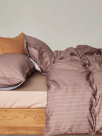 Clay Pinstripe Cotton Duvet Cover