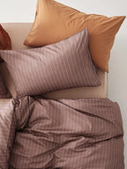Clay Pinstripe Cotton Duvet Cover