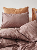 Clay Pinstripe Cotton Duvet Cover