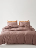 Clay Pinstripe Cotton Duvet Cover
