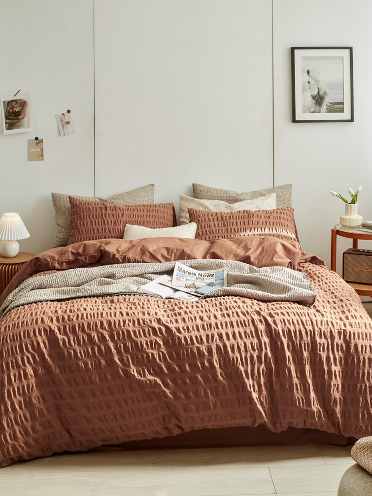 Cocoa Hearth Cotton Seersucker Bedding Set original reference image 1