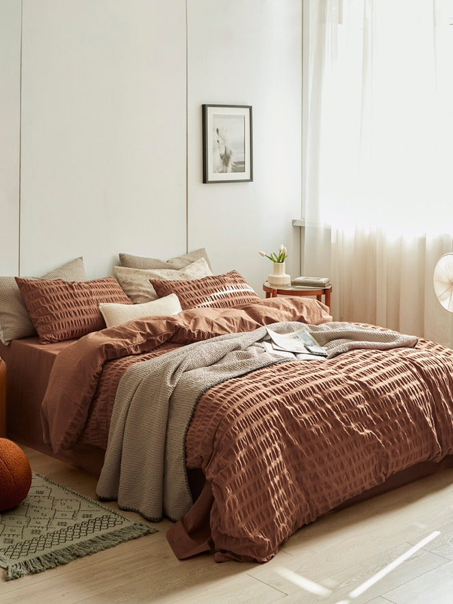 Cocoa Hearth Cotton Seersucker Bedding Set original reference image 2