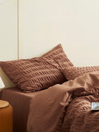 Cocoa Hearth Cotton Seersucker Bedding Set original reference image 5