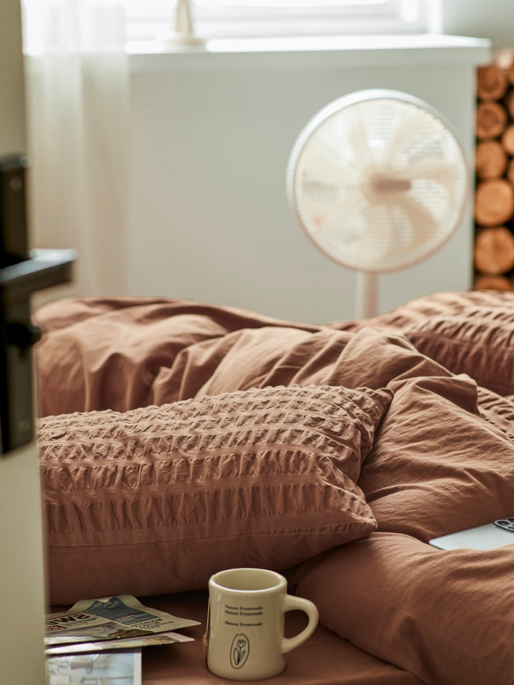 Cocoa Hearth Cotton Seersucker Bedding Set original reference image 8