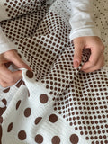 Cocoa Polka Dot Cotton Muslin Bedding Set original reference image 1
