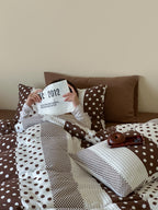 Cocoa Polka Dot Cotton Muslin Bedding Set original reference image 3
