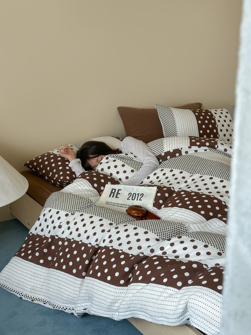 Cocoa Polka Dot Cotton Muslin Bedding Set original reference image 5