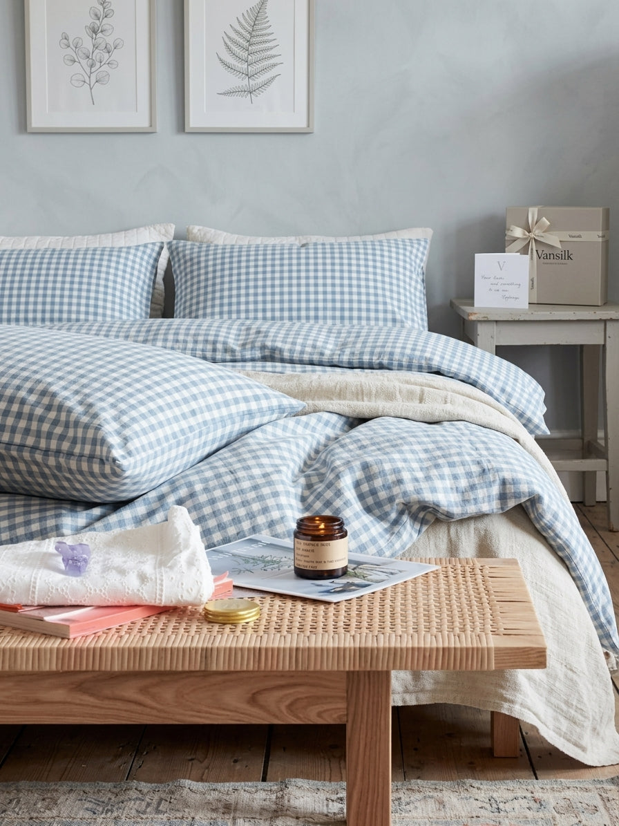 Cotton Small Gingham Bedding Set social image