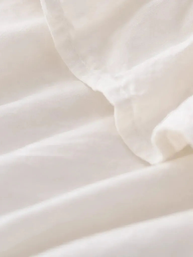 Cream Ruched Ruffle Cotton Duvet Cover