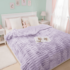 Purple Cinched Faux Fur Blanket