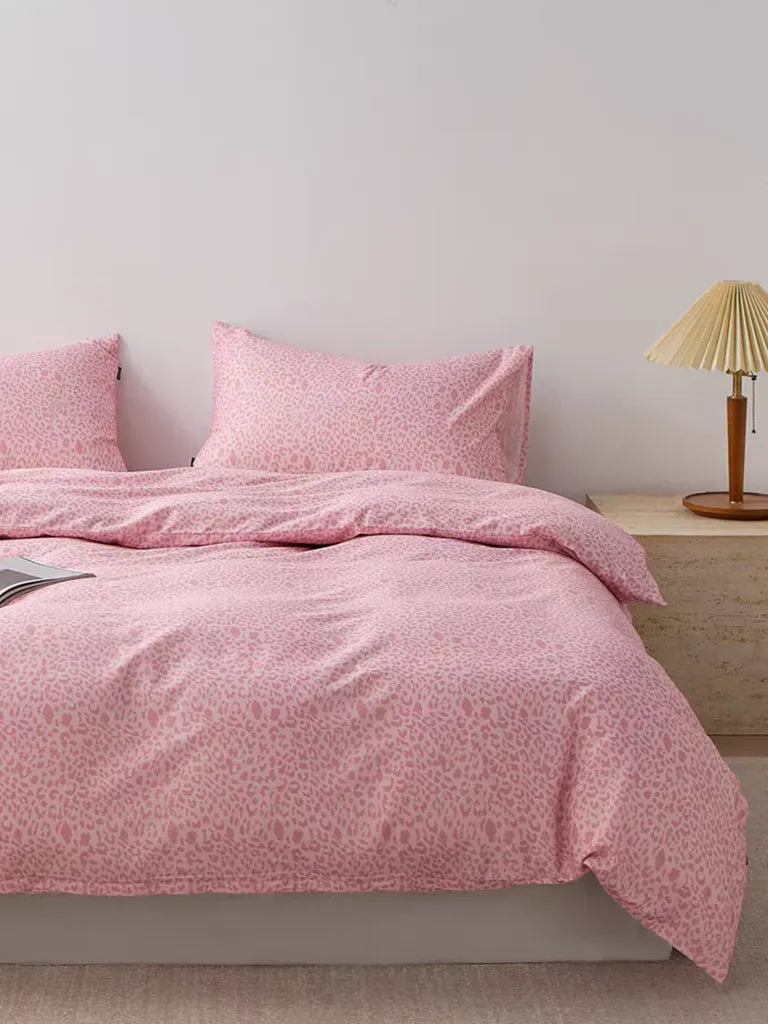 Dusty Rose Leopard Print Duvet Cover