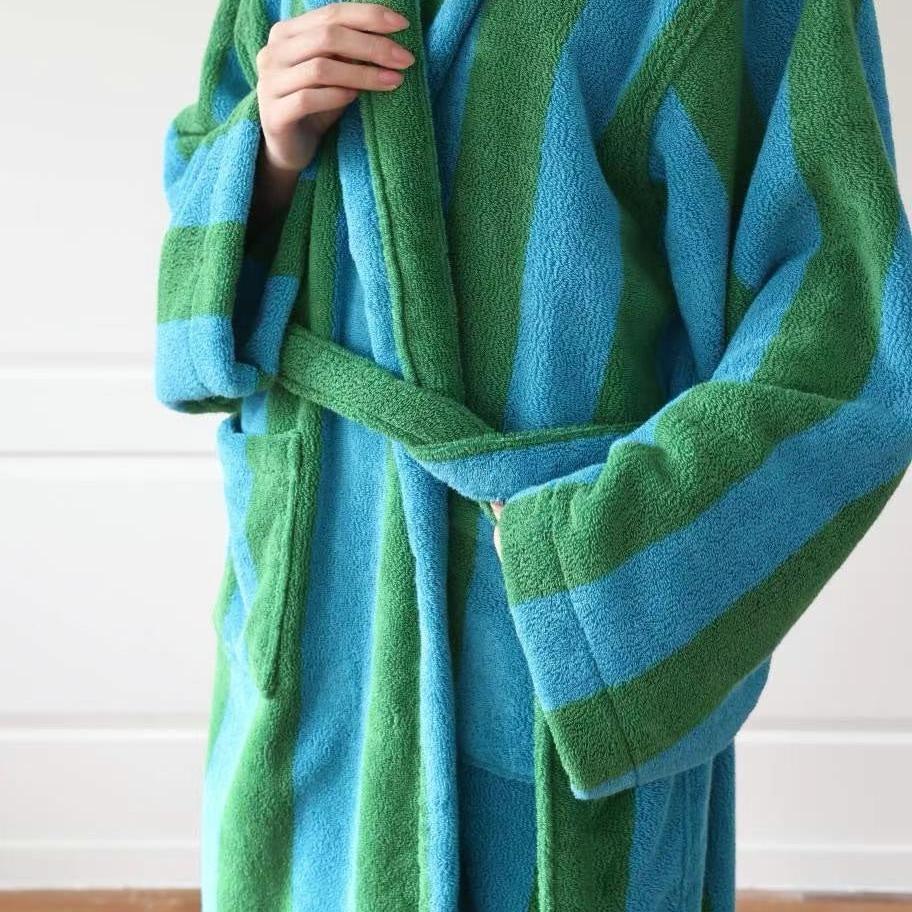 Cotton Terry Striped Bathrobe