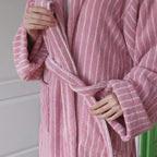 Cotton Terry Striped Bathrobe