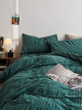 Emerald Ripple Cotton Seersucker Bedding Set original reference image 1
