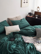 Emerald Ripple Cotton Seersucker Bedding Set original reference image 2