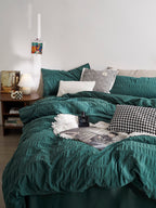 Emerald Ripple Cotton Seersucker Bedding Set original reference image 3