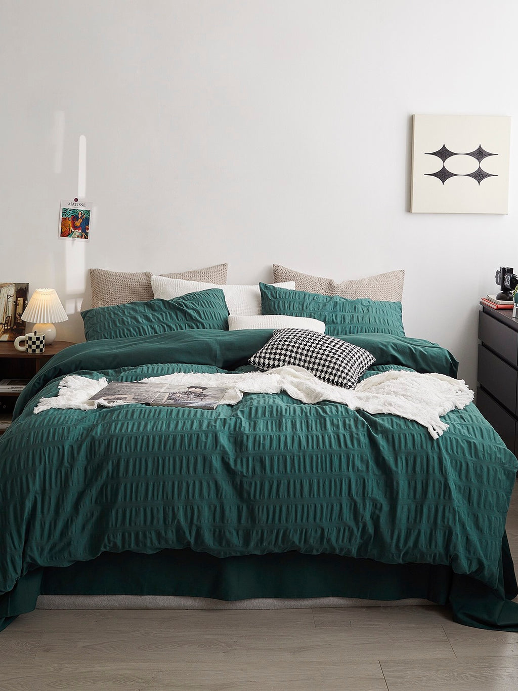Emerald Ripple Cotton Seersucker Bedding Set original reference image 5