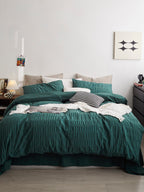 Emerald Ripple Cotton Seersucker Bedding Set original reference image 5