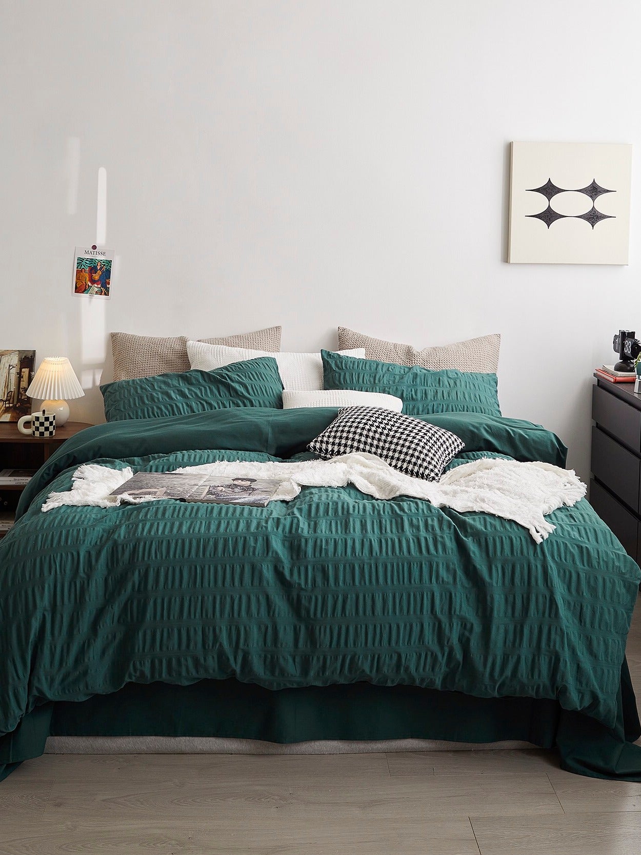 Emerald Ripple Cotton Seersucker Bedding Set original reference image 5
