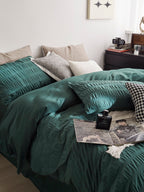 Emerald Ripple Cotton Seersucker Bedding Set original reference image 6