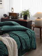 Emerald Ripple Cotton Seersucker Bedding Set original reference image 8