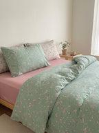 Green Rose Floral Cotton Jersey Duvet Cover hero image