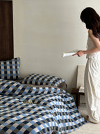 Harbor Gingham Cotton Muslin Bedding Set original reference image 2