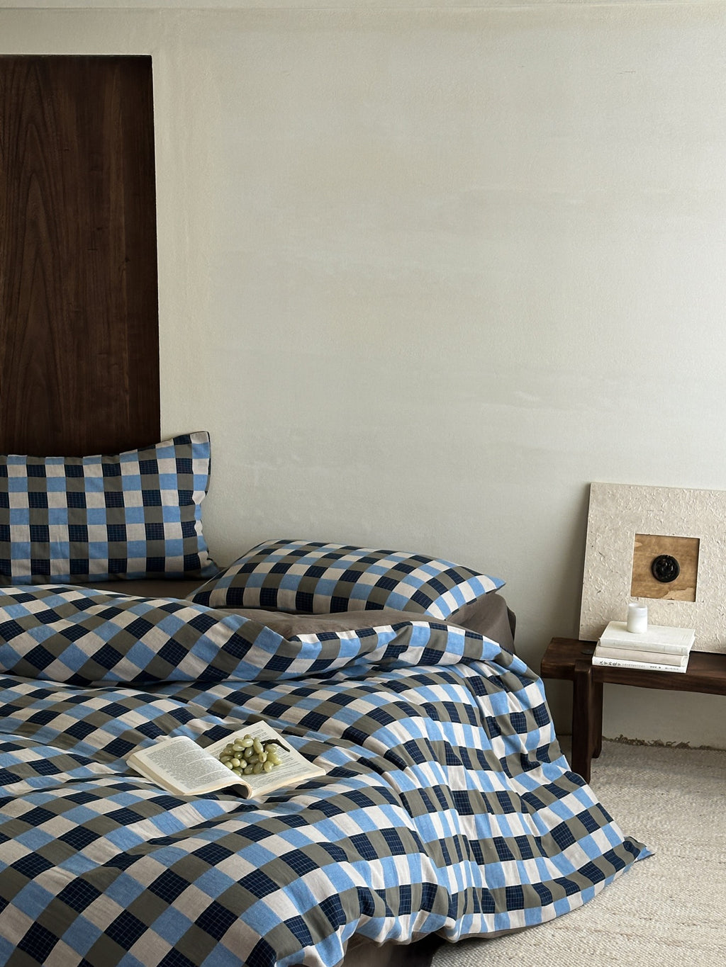 Harbor Gingham Cotton Muslin Bedding Set original reference image 3