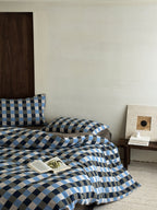Harbor Gingham Cotton Muslin Bedding Set original reference image 3