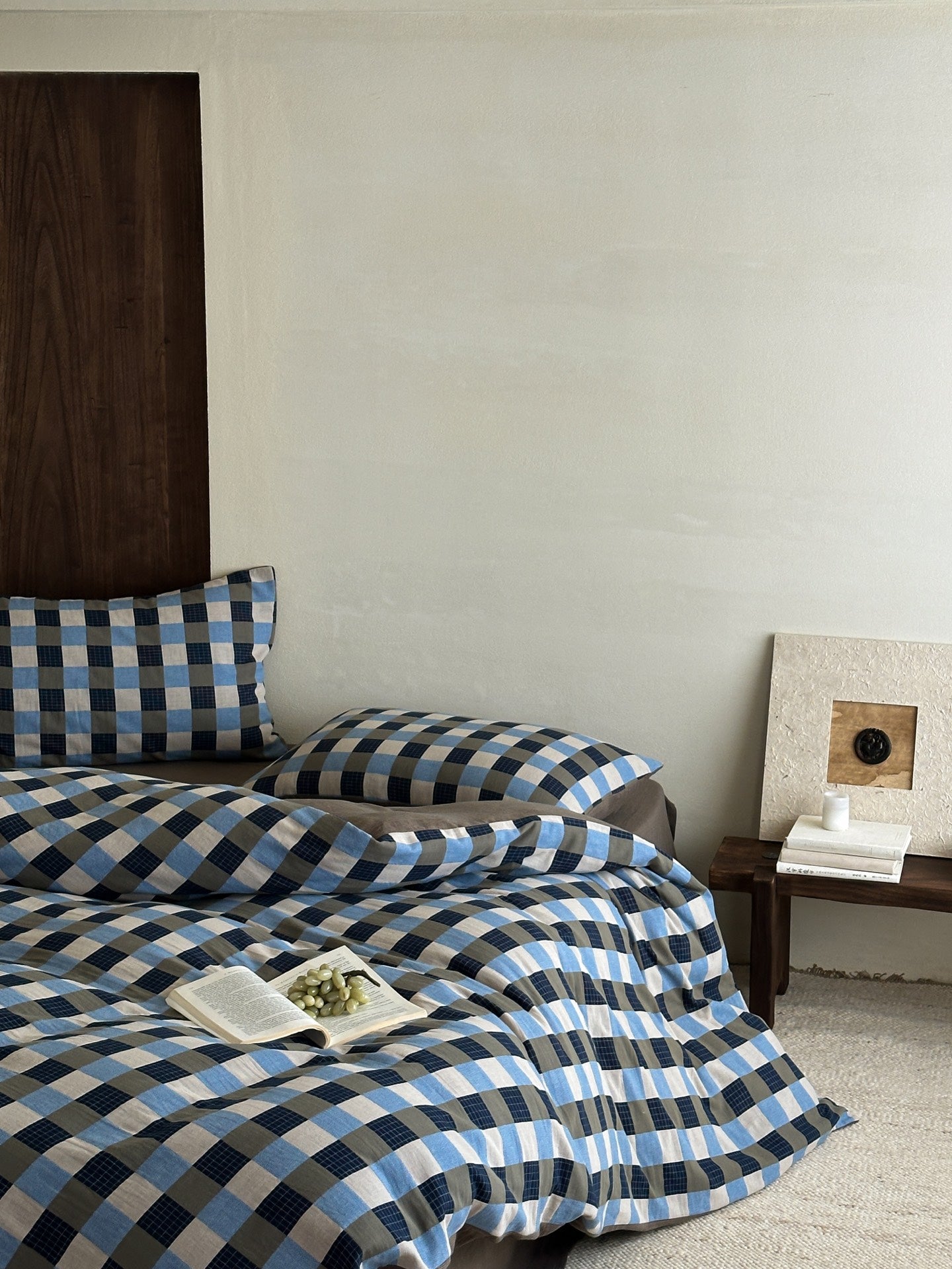Harbor Gingham Cotton Muslin Bedding Set original reference image 3